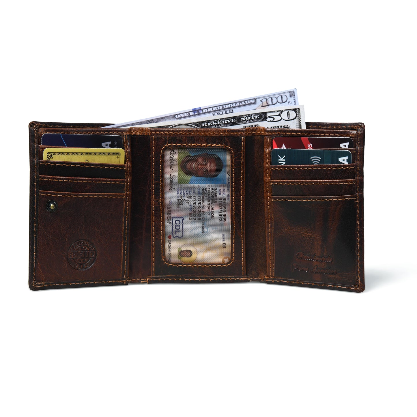 Agent RFID Trifold Leather Wallet