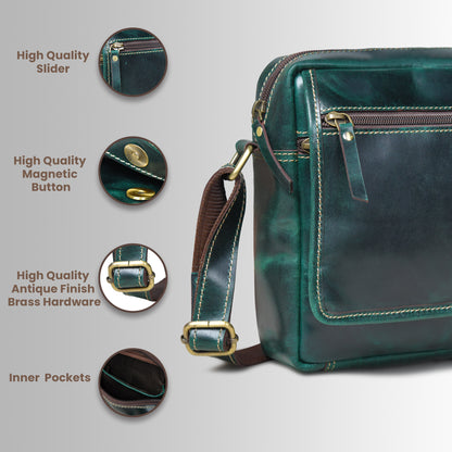 Everyday Leather Sling Pouch - Forest Green