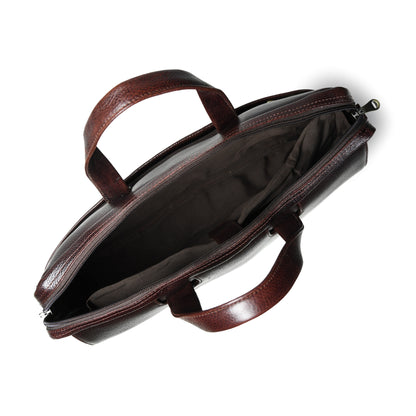 Flap Pocket Leather Office Bag - Dark Brown