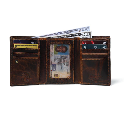 Agent RFID Trifold Leather Wallet