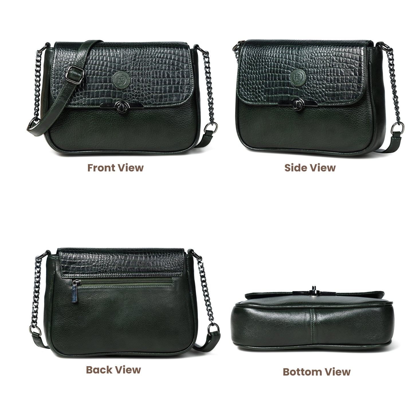 Croc Flap Sling Bag - Forest Green