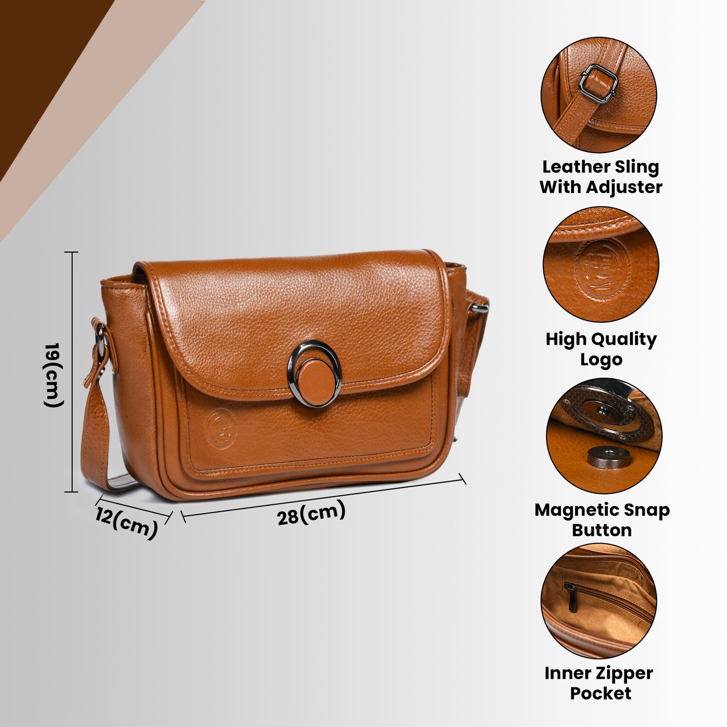 Classic Leather Pouch for Women - Brown