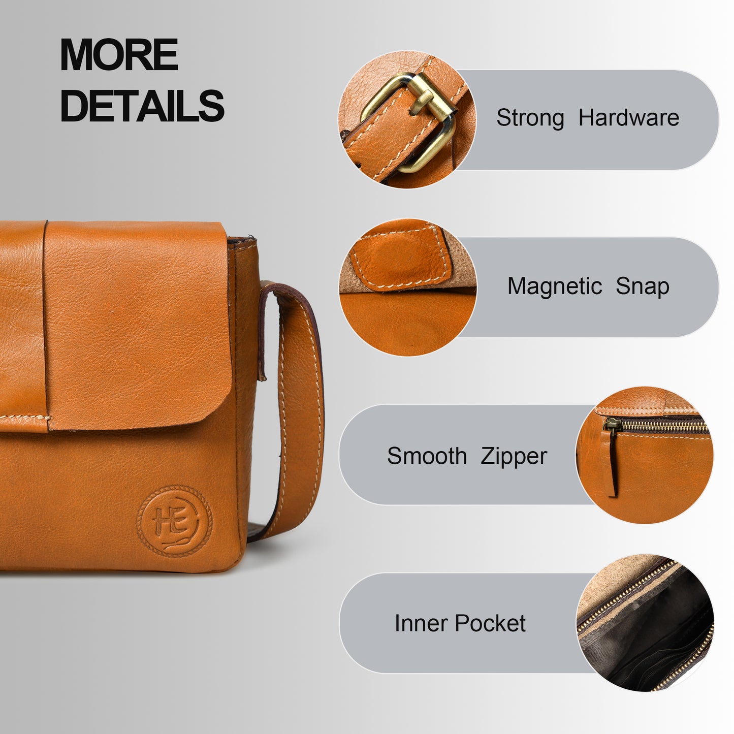 Minimalist Leather Bag for Women - Brown