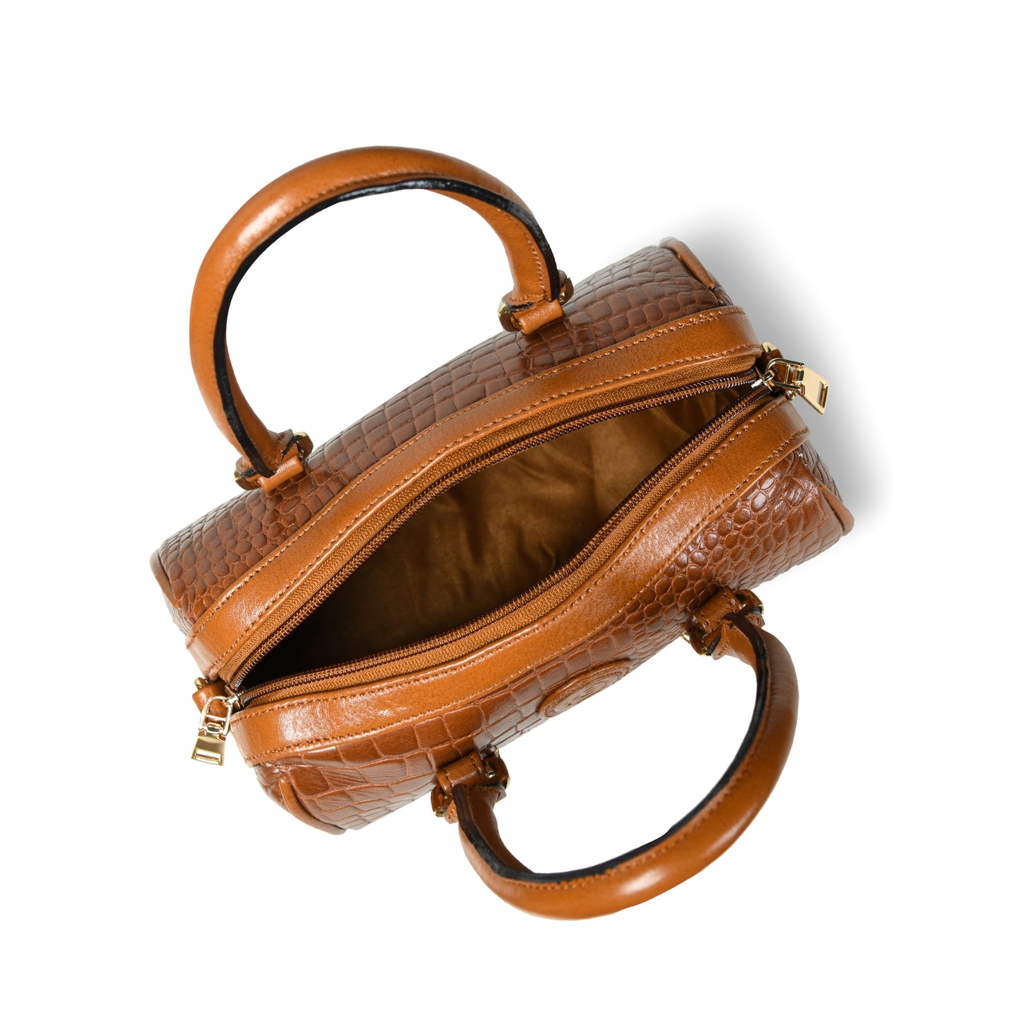 Textured Barrel Satchel - Brown