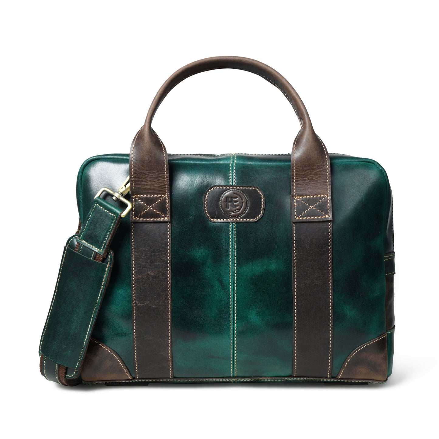 StratoCore Leather Laptop Messenger Bag - Forest Green