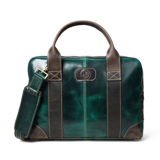 StratoCore Leather Laptop Messenger Bag - Forest Green
