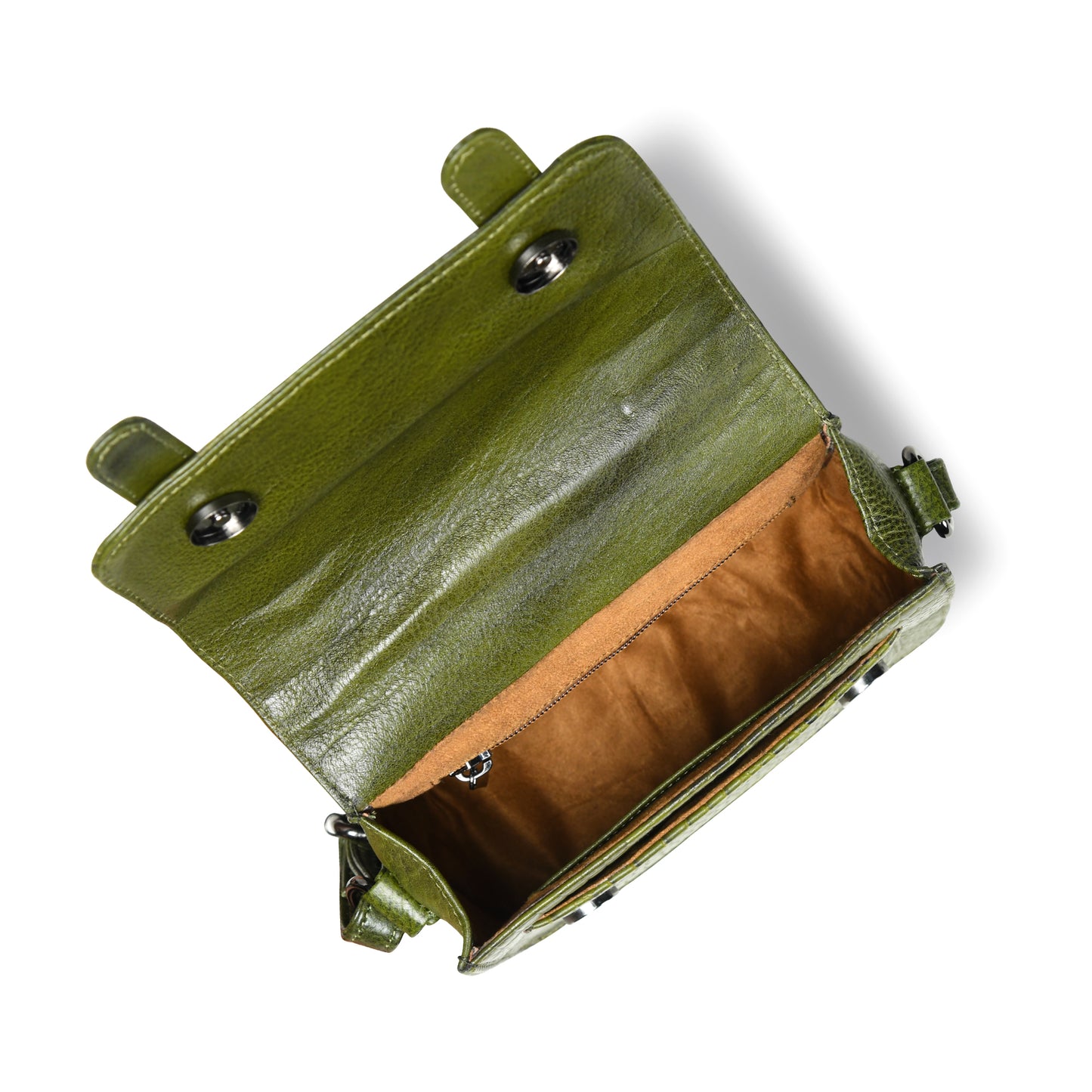 Petite Vintage Croco Leather Handbag - Green