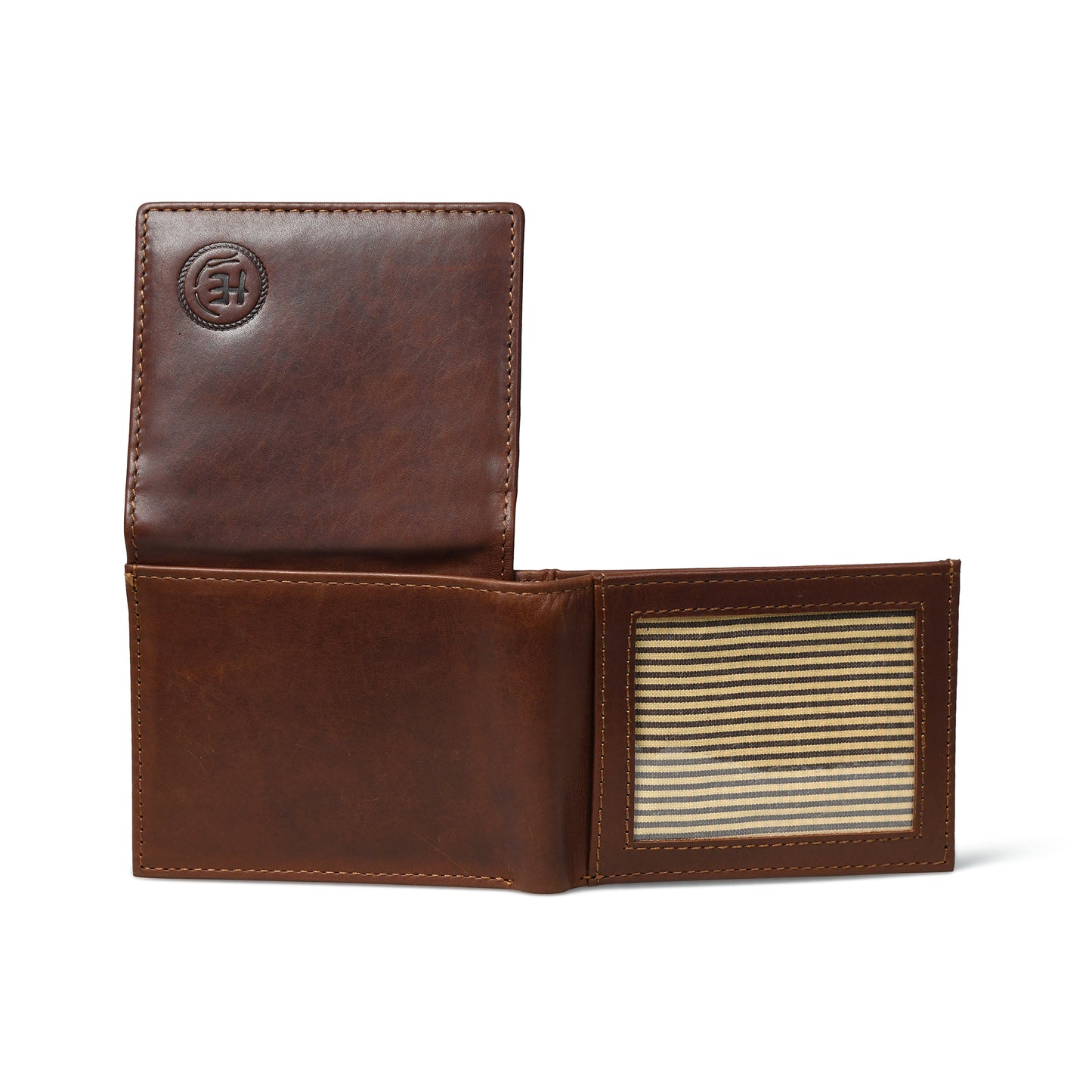 Folio Men's RFID Leather Bifold Wallet with Interior ID Window and Flip Panel