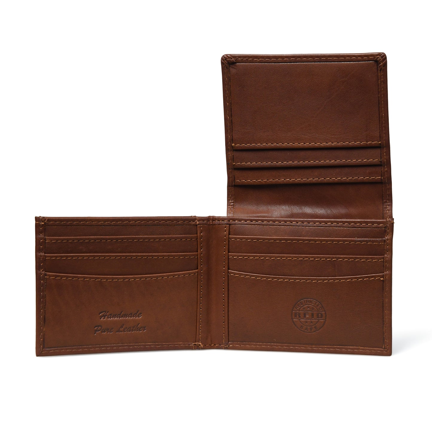 Folio Men's RFID Leather Bifold Wallet with Interior ID Window and Flip Panel