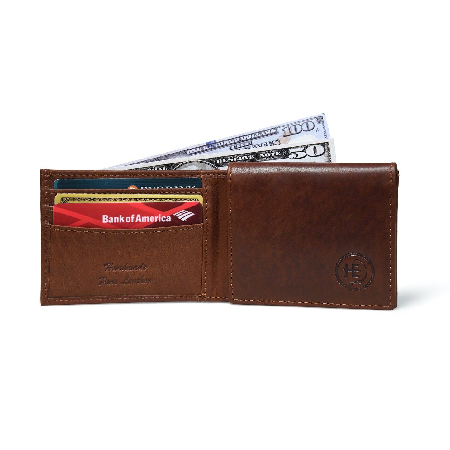 Folio Men's RFID Leather Bifold Wallet with Interior ID Window and Flip Panel