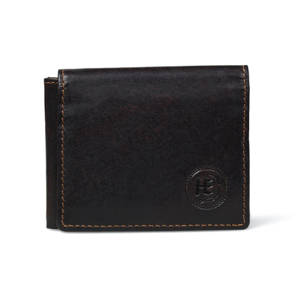 Folio Men's RFID Leather Bifold Wallet with Interior ID Window and Flip Panel