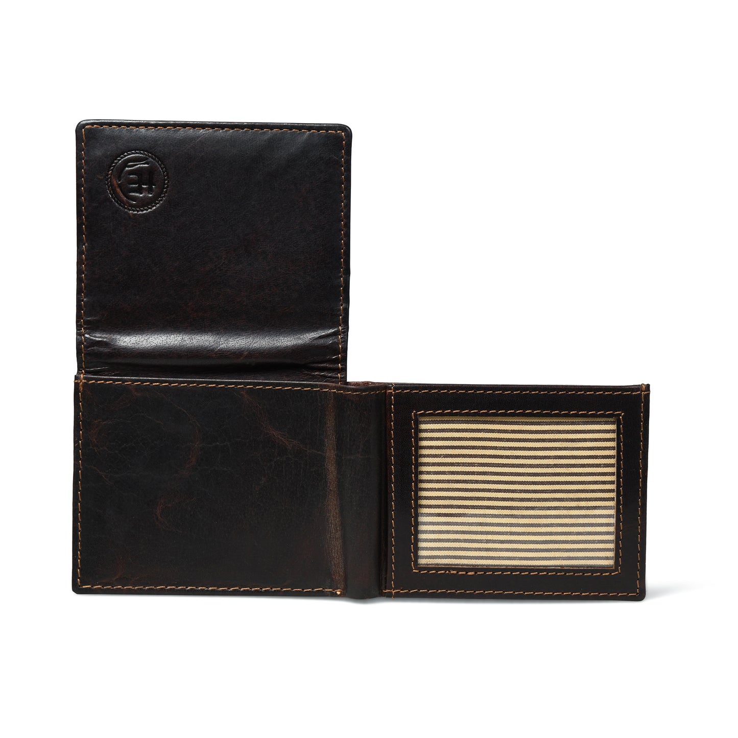 Folio Men's RFID Leather Bifold Wallet with Interior ID Window and Flip Panel