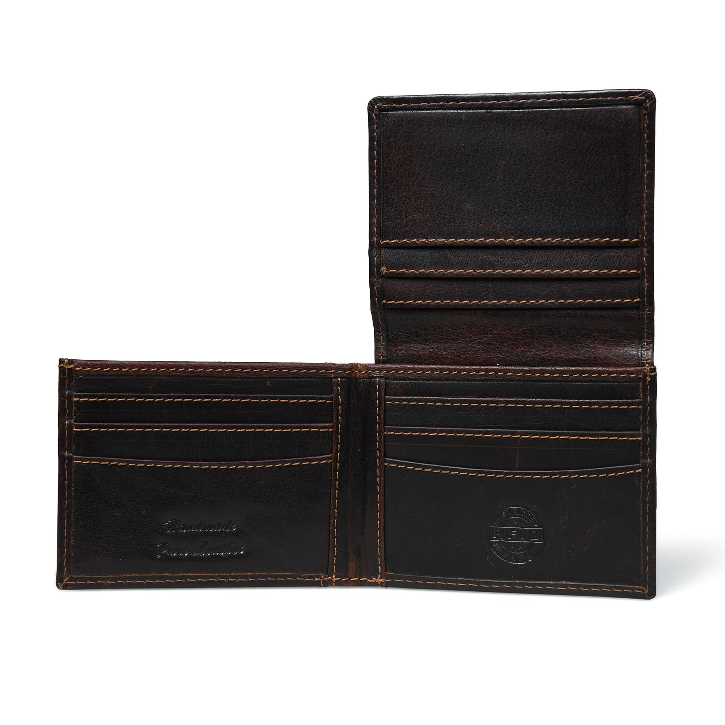 Folio Men's RFID Leather Bifold Wallet with Interior ID Window and Flip Panel
