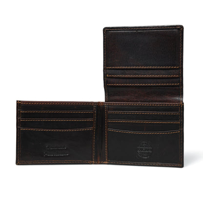Folio Men's RFID Leather Bifold Wallet with Interior ID Window and Flip Panel