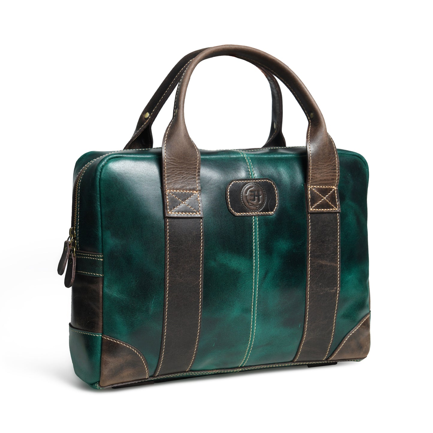 StratoCore Leather Laptop Messenger Bag - Forest Green