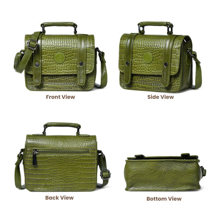 Petite Vintage Croco Leather Handbag - Green