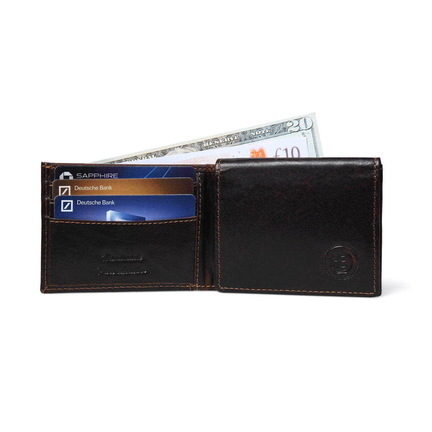 Folio Men's RFID Leather Bifold Wallet with Interior ID Window and Flip Panel