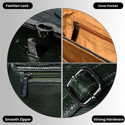 Croc Flap Sling Bag - Forest Green