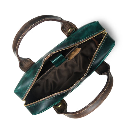 StratoCore Leather Laptop Messenger Bag - Forest Green