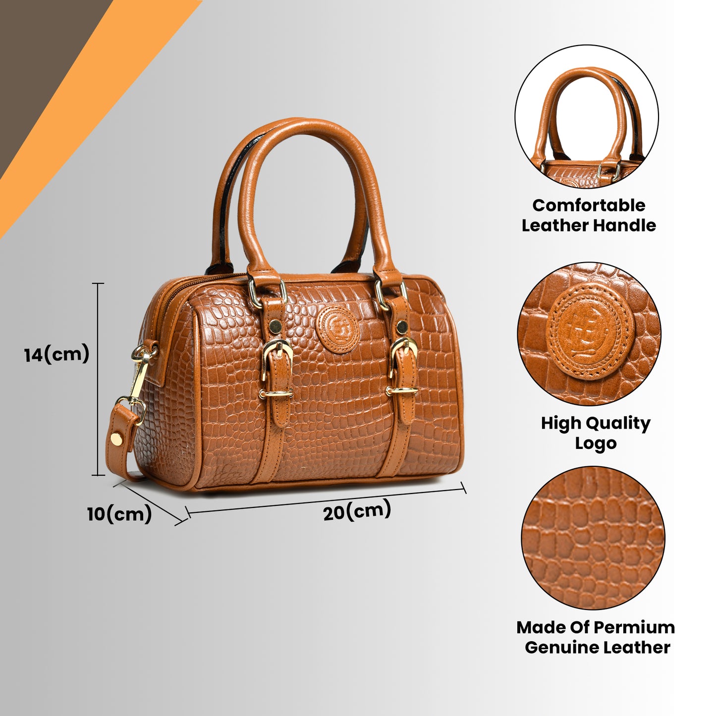 Textured Barrel Satchel - Brown