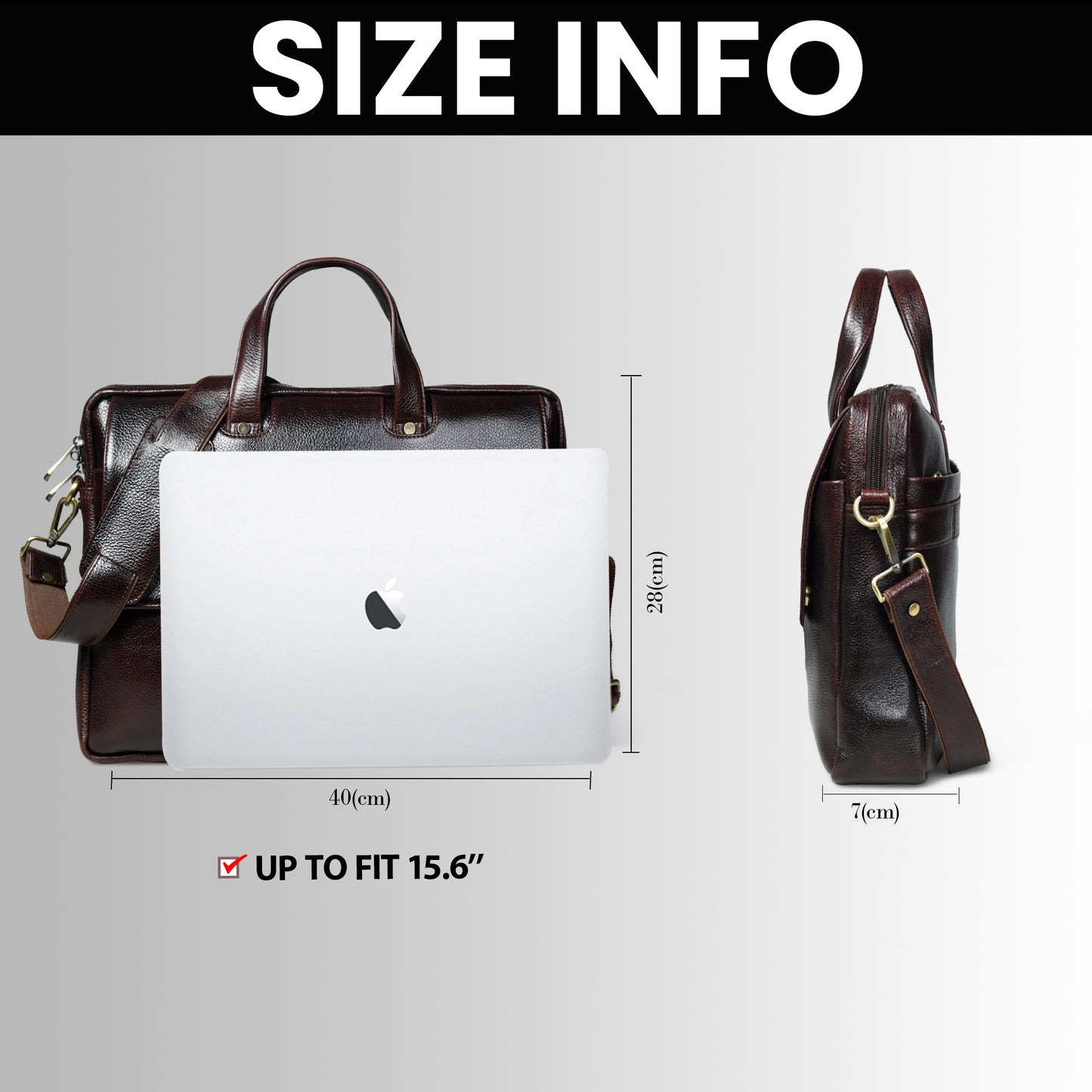 Flap Pocket Leather Office Bag - Dark Brown