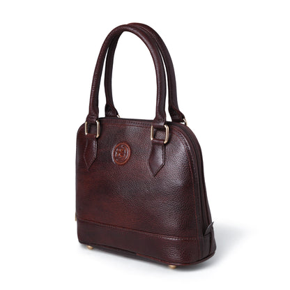 Maroon Red Leather Bag - front three-quarter angle, handcrafted buffalo leather | Hema Emporium