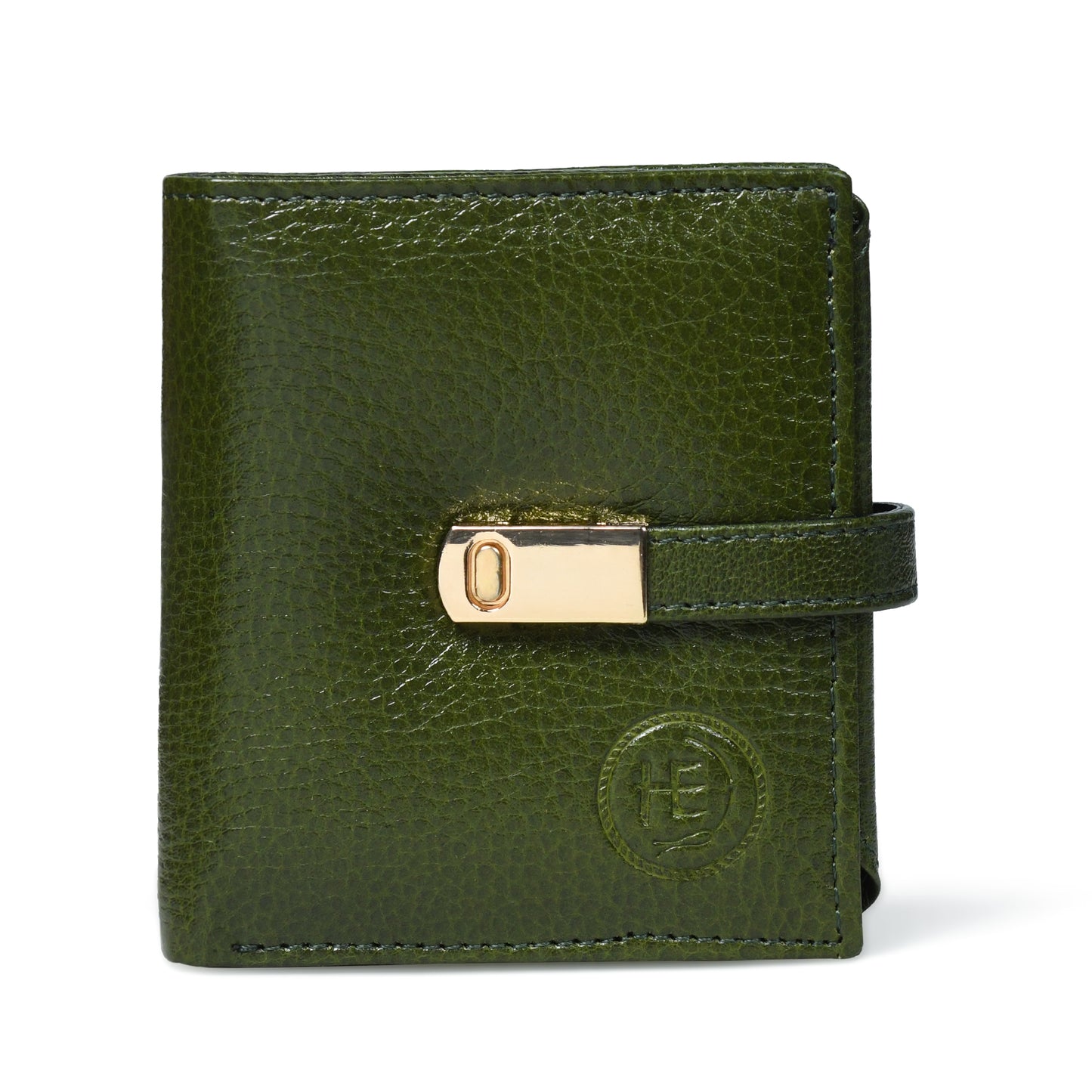 Latch Compact Men's Buffalo Leather Wallet with Gold Bar Clasp