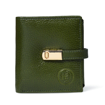 Latch Compact Men's Buffalo Leather Wallet with Gold Bar Clasp