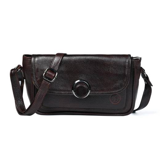 Classic Leather Pouch for Women - Dark Brown