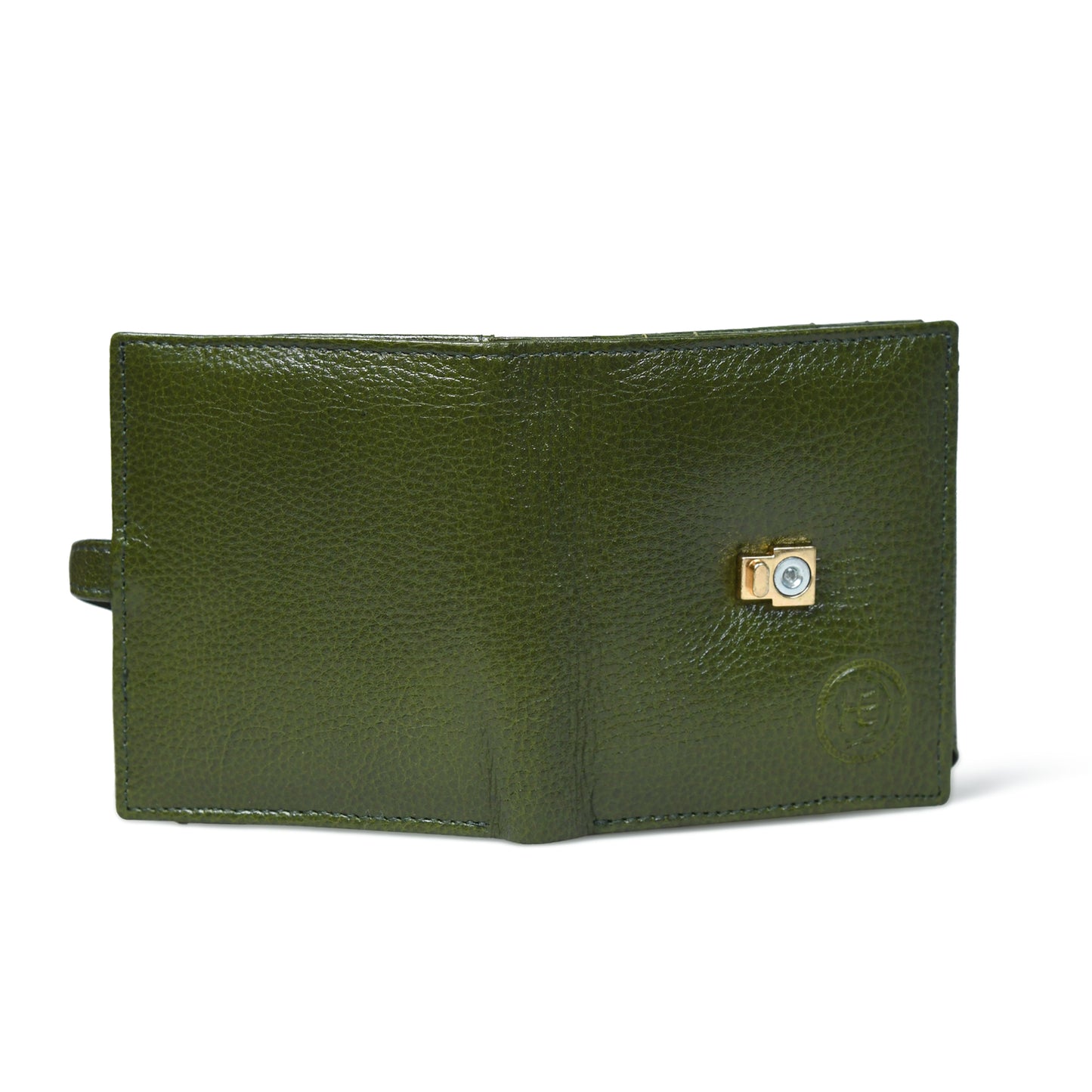 Latch Compact Men's Buffalo Leather Wallet with Gold Bar Clasp
