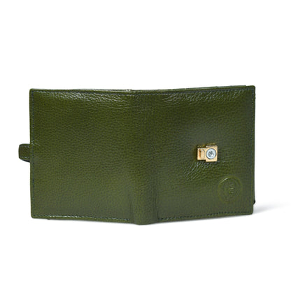 Latch Compact Men's Buffalo Leather Wallet with Gold Bar Clasp