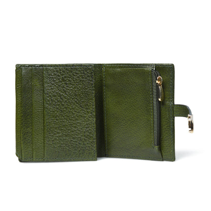 Latch Compact Men's Buffalo Leather Wallet with Gold Bar Clasp
