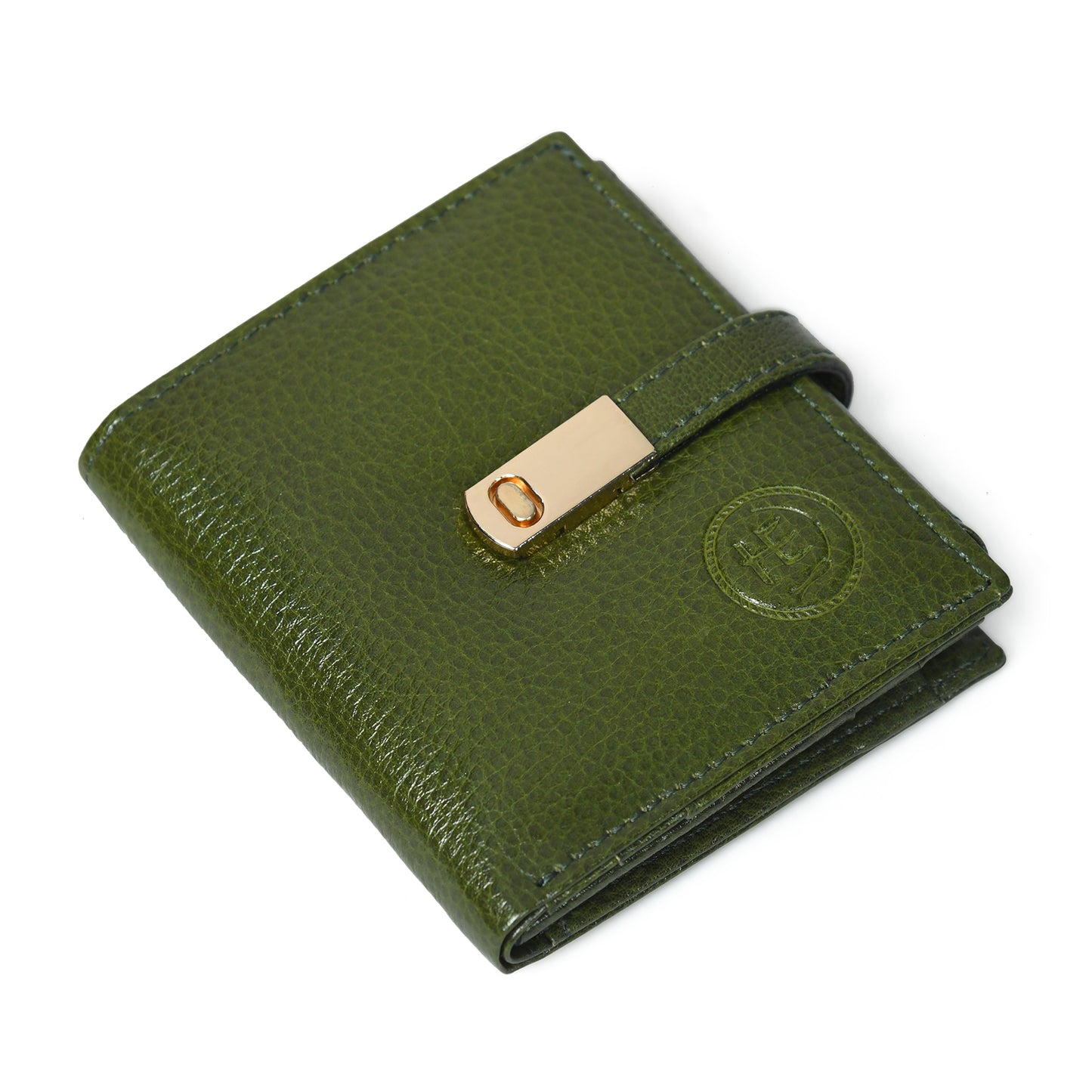 Latch Compact Men's Buffalo Leather Wallet with Gold Bar Clasp