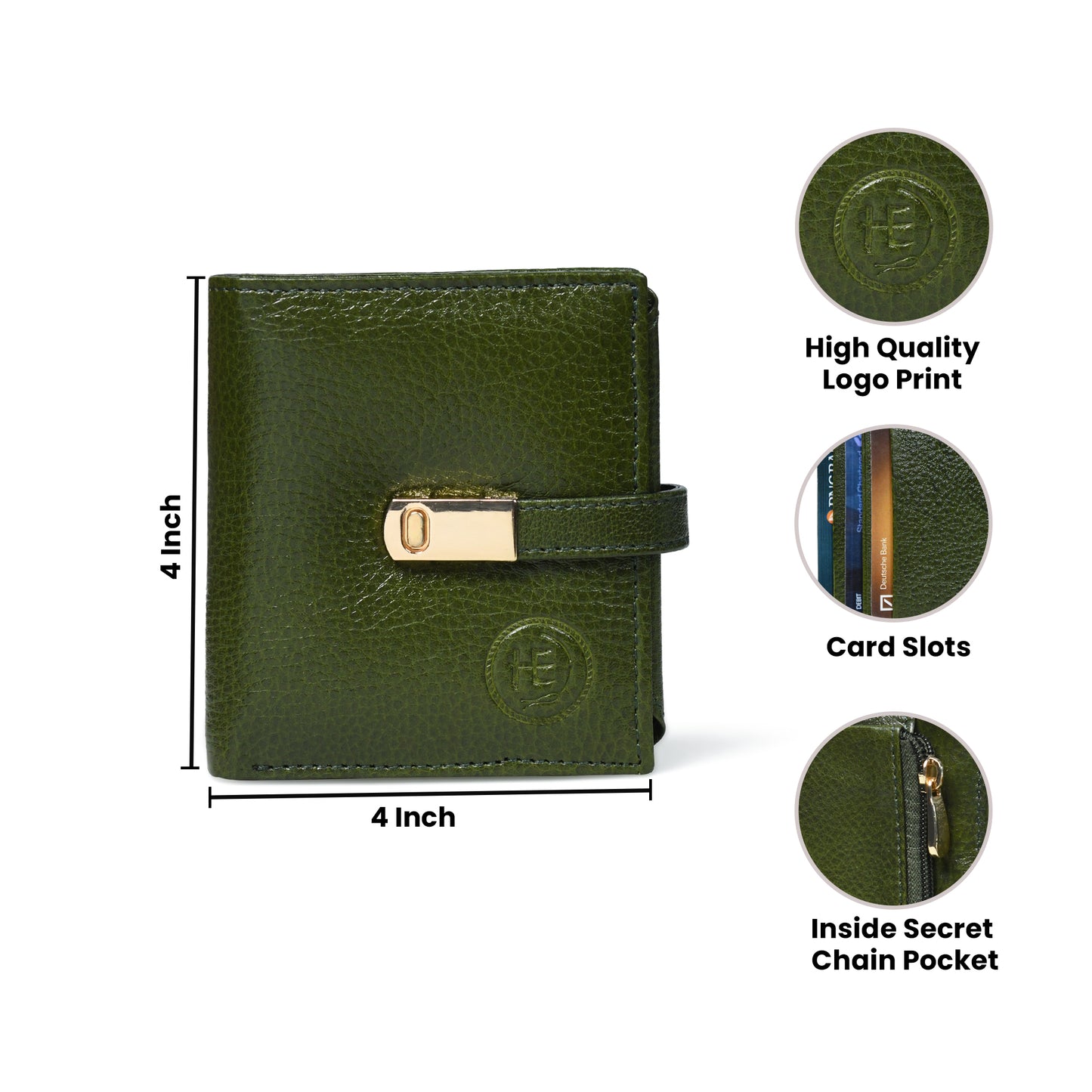 Latch Compact Men's Buffalo Leather Wallet with Gold Bar Clasp