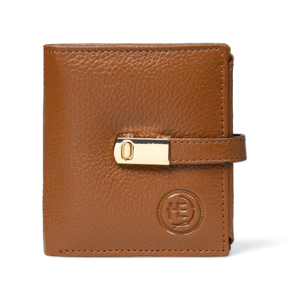 Latch Compact Men's Buffalo Leather Wallet with Gold Bar Clasp