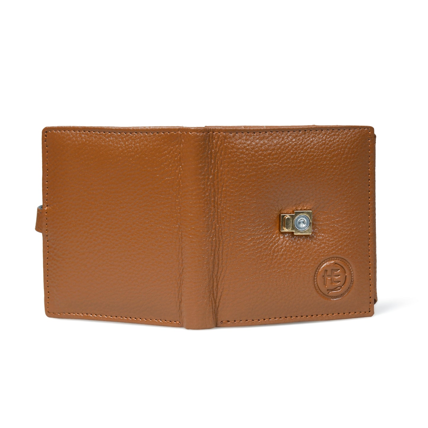 Latch Compact Men's Buffalo Leather Wallet with Gold Bar Clasp