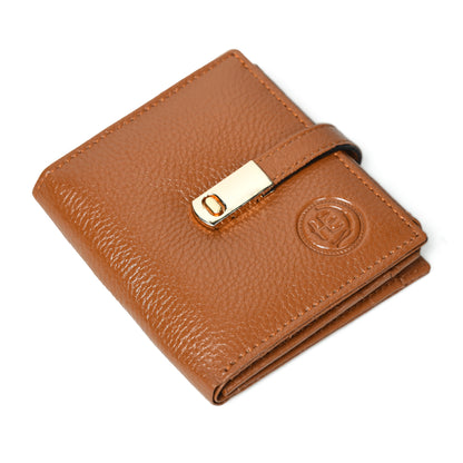 Latch Compact Men's Buffalo Leather Wallet with Gold Bar Clasp