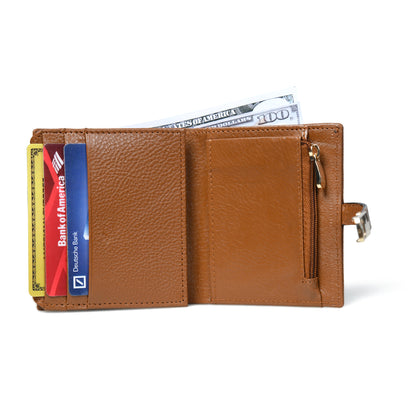 Latch Compact Men's Buffalo Leather Wallet with Gold Bar Clasp