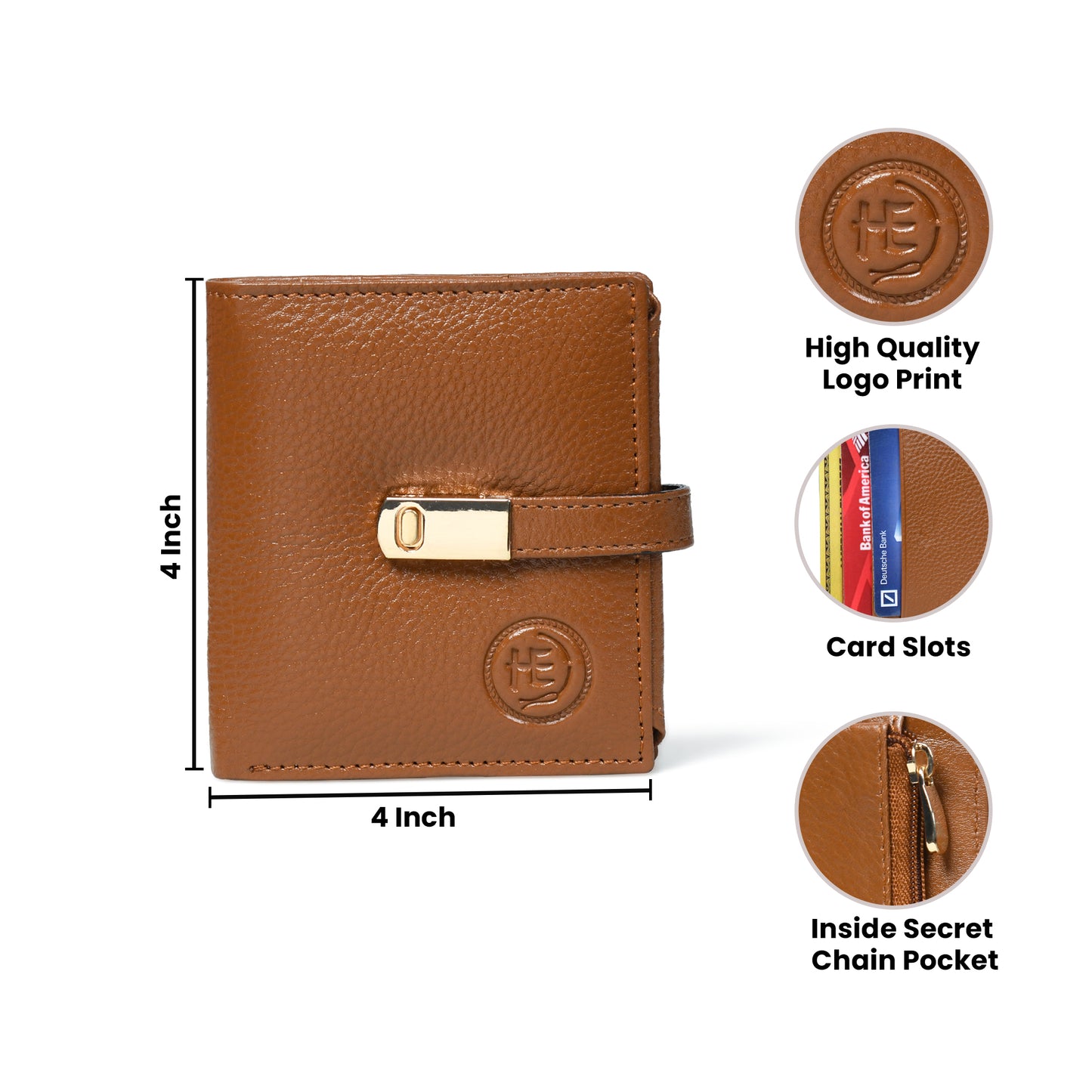 Latch Compact Men's Buffalo Leather Wallet with Gold Bar Clasp