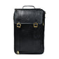 Black Leather Backpack - front view with crocodile texture, handcrafted buffalo leather | Hema Emporium