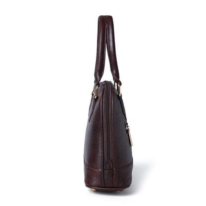 Maroon Red leather bag - side profile view, handcrafted buffalo leather | Hema Emporium