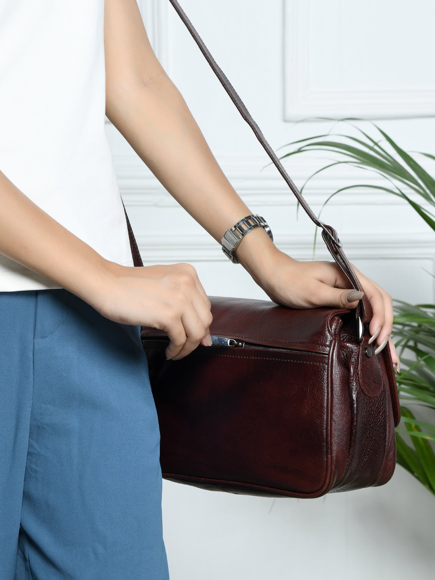 Soft Flap Women Bag - Maroon Red