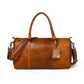 Brown Buffalo Leather Duffle Bag - front view, handcrafted buffalo leather | Hema Emporium