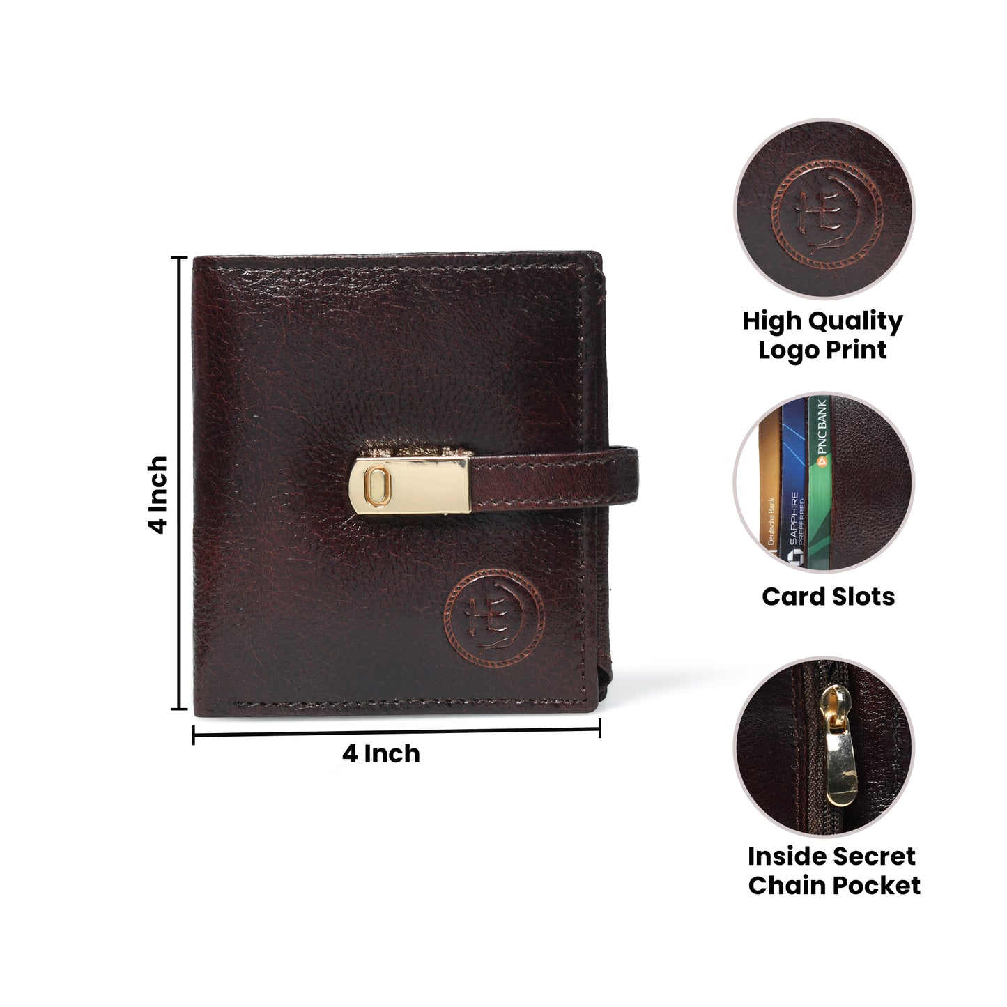 Latch Compact Men's Buffalo Leather Wallet with Gold Bar Clasp