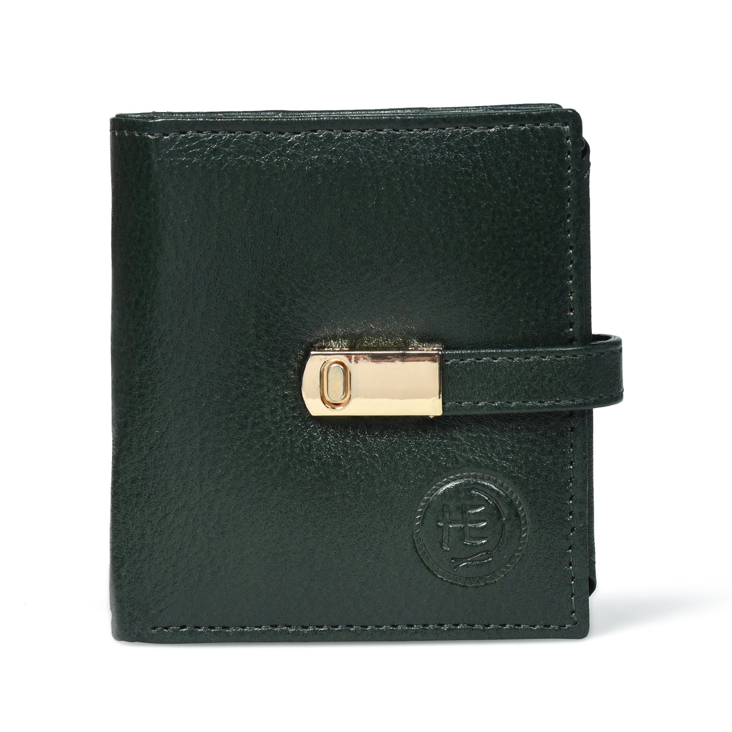 Latch Compact Men's Buffalo Leather Wallet with Gold Bar Clasp