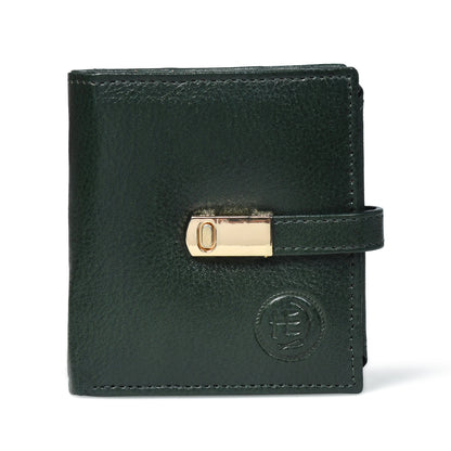Latch Compact Men's Buffalo Leather Wallet with Gold Bar Clasp