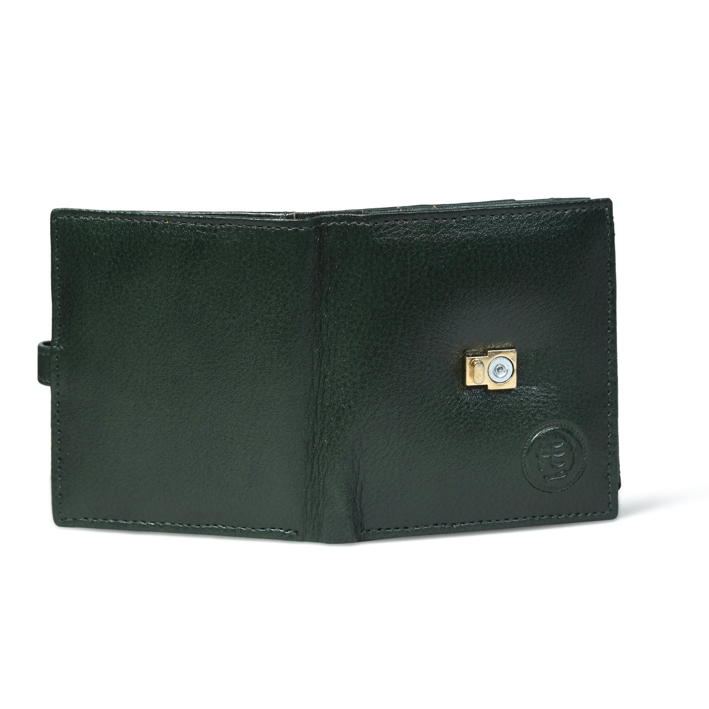 Latch Compact Men's Buffalo Leather Wallet with Gold Bar Clasp