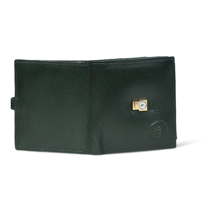 Latch Compact Men's Buffalo Leather Wallet with Gold Bar Clasp