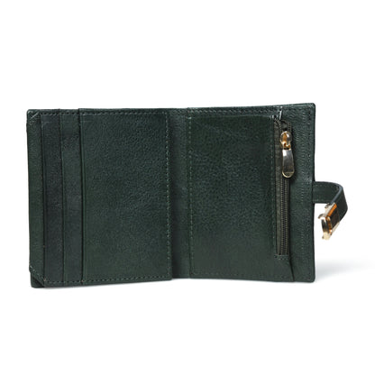 Latch Compact Men's Buffalo Leather Wallet with Gold Bar Clasp