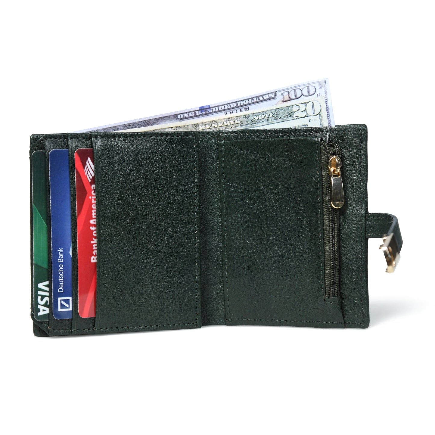 Latch Compact Men's Buffalo Leather Wallet with Gold Bar Clasp